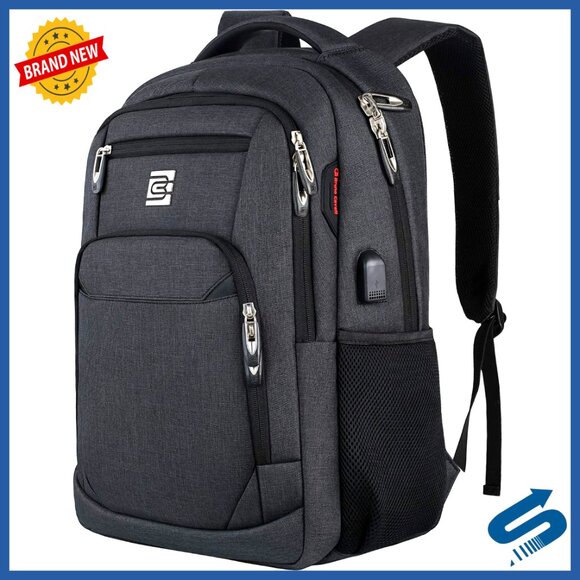 Slim Laptop Backpack with USB Charging Port Water Resistant Anti-Theft Design